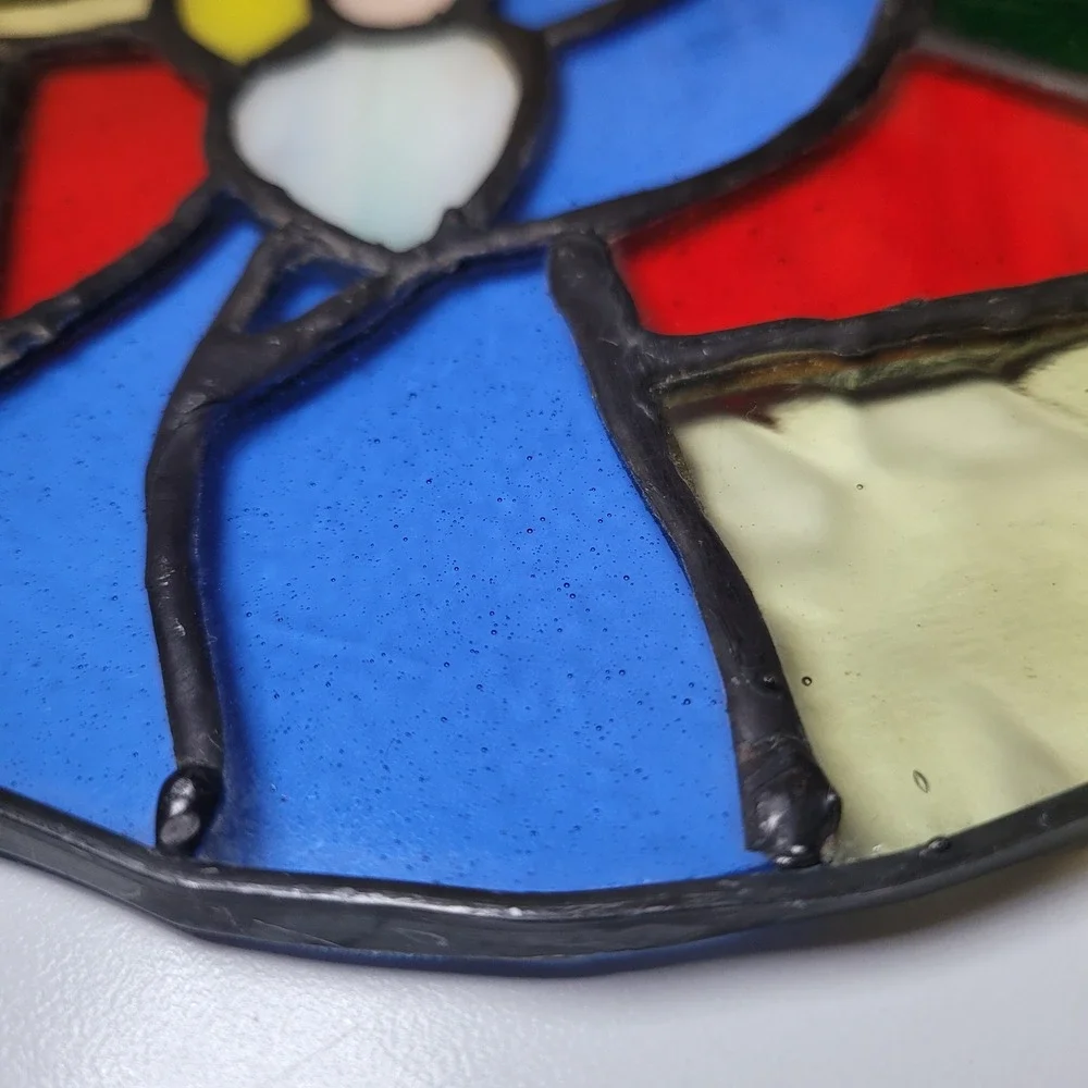 Round‎ Stained Glass Nativity Scene Wall Hanging Decor Sun Catcher Religious Art